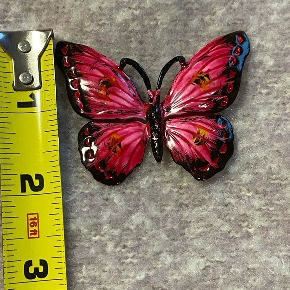 Enamel Butterfly Brooch, Pink and Black - Picture 7 of 7